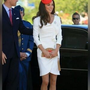 REISS Size 4 Ivory Mid Length Ruffle Dress - Royal Kate Middleton Engagement